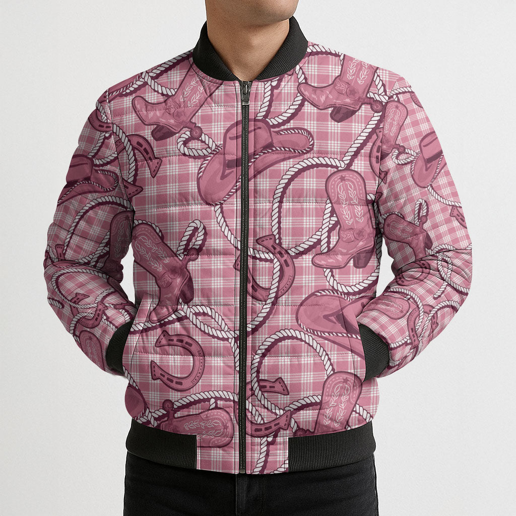 Pink Hawaii Palaka Cowboy Bomber Puffer Jacket Hawaiian Paniolo Festival Spirit LT19 - Polynesian Pride
