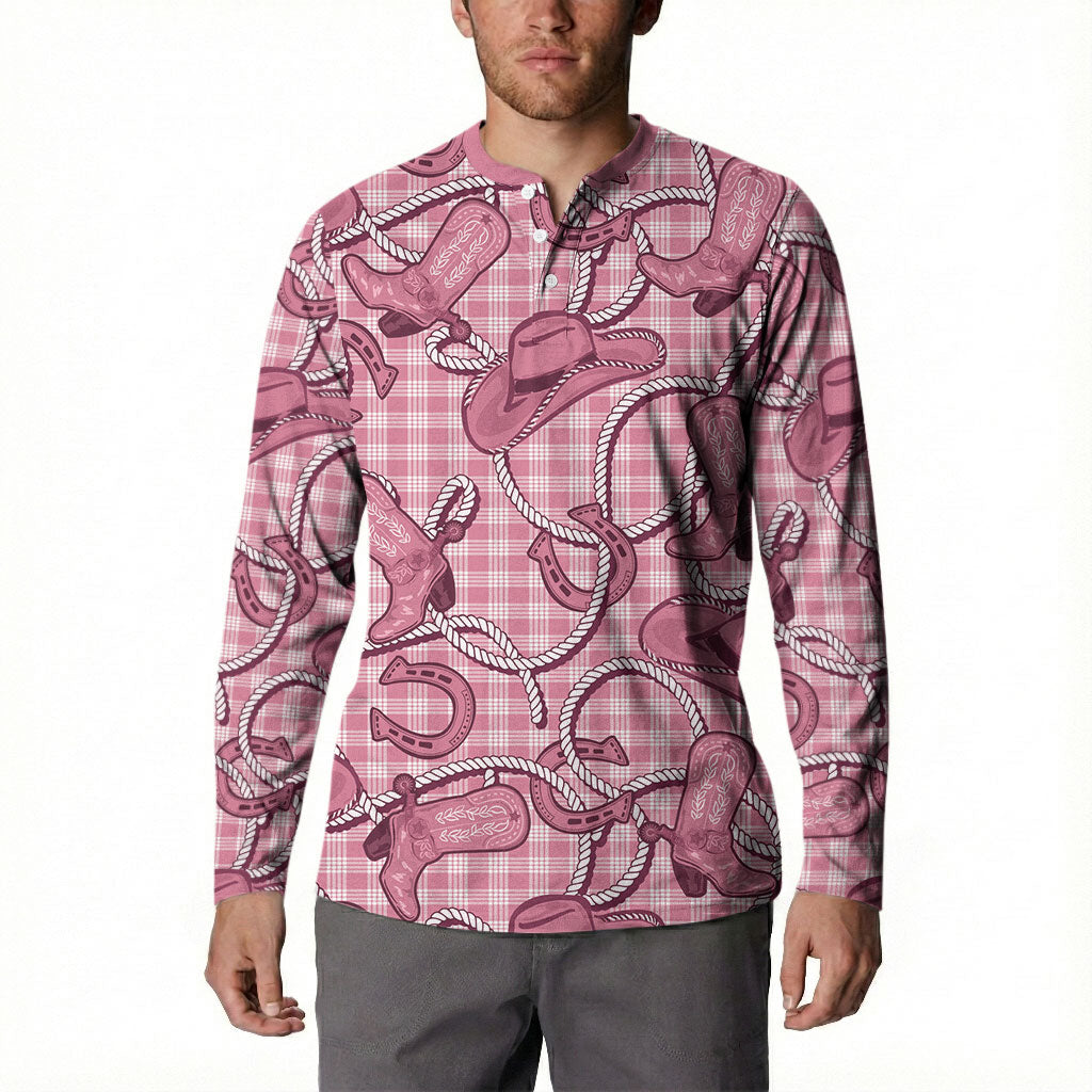 Pink Hawaii Palaka Cowboy Button Sweatshirt Hawaiian Paniolo Festival Spirit LT19 - Polynesian Pride