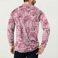 Pink Hawaii Palaka Cowboy Button Sweatshirt Hawaiian Paniolo Festival Spirit LT19 - Polynesian Pride