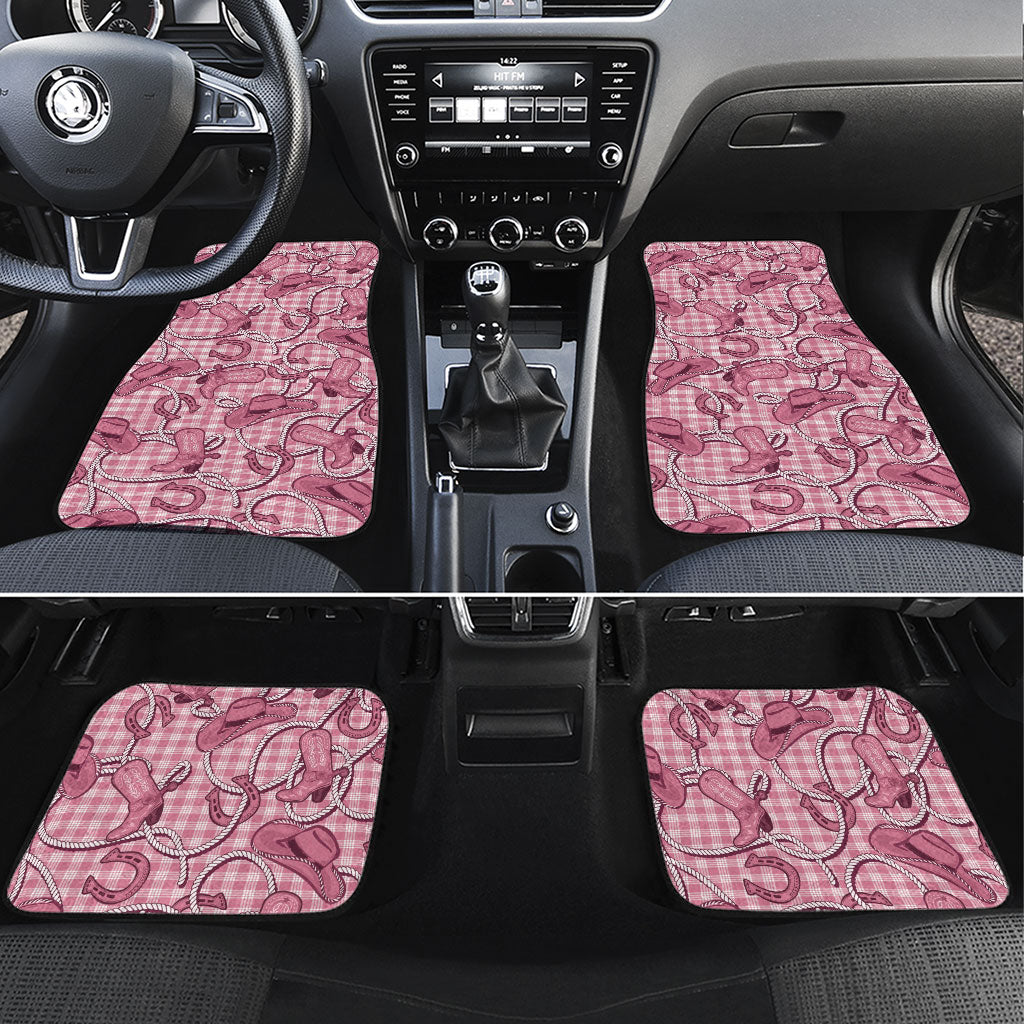 Pink Hawaii Palaka Cowboy Car Mats Hawaiian Paniolo Festival Spirit LT19 Set 4pcs Pink - Polynesian Pride