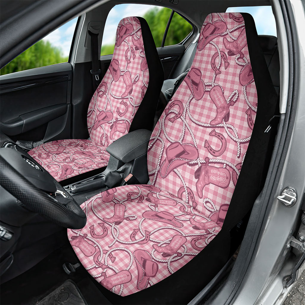 Pink Hawaii Palaka Cowboy Car Seat Cover Hawaiian Paniolo Festival Spirit LT19 - Polynesian Pride