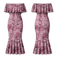 Pink Hawaii Palaka Cowboy Couples Matching Mermaid Dress and Long Sleeve Button Shirt Hawaiian Paniolo Festival Spirit LT19 - Polynesian Pride