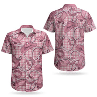 Pink Hawaii Palaka Cowboy Couples Matching Puletasi and Hawaiian Shirt Hawaiian Paniolo Festival Spirit LT19 - Polynesian Pride