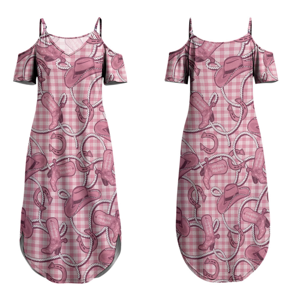 Pink Hawaii Palaka Cowboy Couples Matching Summer Maxi Dress and Hawaiian Shirt Hawaiian Paniolo Festival Spirit LT19 - Polynesian Pride