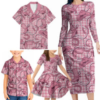 Pink Hawaii Palaka Cowboy Family Matching Long Sleeve Bodycon Dress and Hawaiian Shirt Hawaiian Paniolo Festival Spirit LT19 - Polynesian Pride