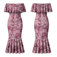 Pink Hawaii Palaka Cowboy Family Matching Mermaid Dress and Hawaiian Shirt Hawaiian Paniolo Festival Spirit LT19 Mom's Dress Pink - Polynesian Pride