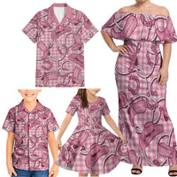 Pink Hawaii Palaka Cowboy Family Matching Off Shoulder Maxi Dress and Hawaiian Shirt Hawaiian Paniolo Festival Spirit LT19 - Polynesian Pride