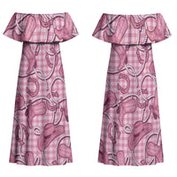 Pink Hawaii Palaka Cowboy Family Matching Off Shoulder Maxi Dress and Hawaiian Shirt Hawaiian Paniolo Festival Spirit LT19 Mom's Dress Pink - Polynesian Pride