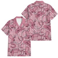 Pink Hawaii Palaka Cowboy Family Matching Off Shoulder Short Dress and Hawaiian Shirt Hawaiian Paniolo Festival Spirit LT19 Dad's Shirt - Short Sleeve Pink - Polynesian Pride