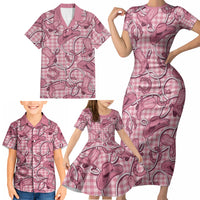 Pink Hawaii Palaka Cowboy Family Matching Short Sleeve Bodycon Dress and Hawaiian Shirt Hawaiian Paniolo Festival Spirit LT19 - Polynesian Pride