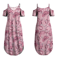 Pink Hawaii Palaka Cowboy Family Matching Summer Maxi Dress and Hawaiian Shirt Hawaiian Paniolo Festival Spirit LT19 Mom's Dress Pink - Polynesian Pride