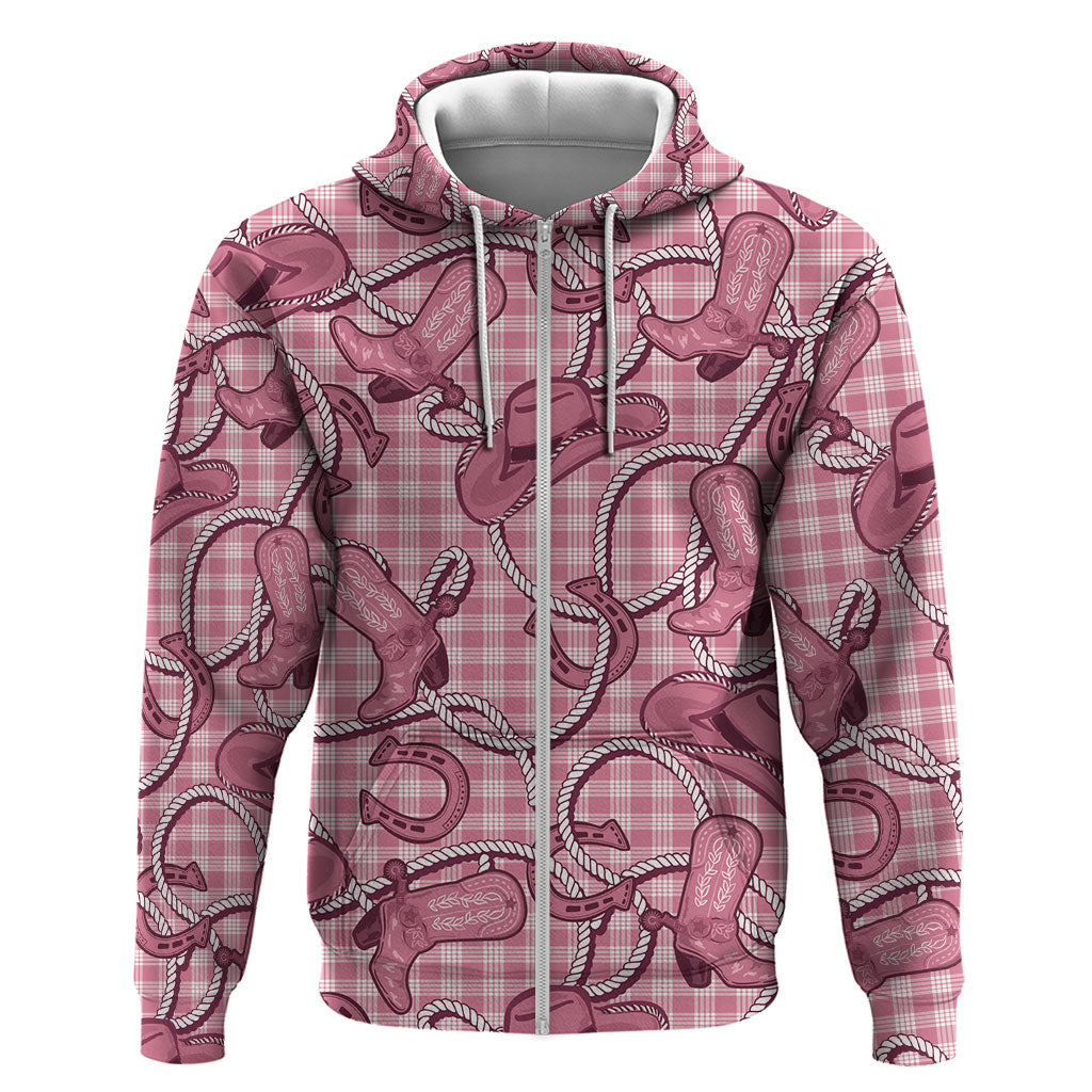 Pink Hawaii Palaka Cowboy Hoodie Hawaiian Paniolo Festival Spirit LT19 Zip Hoodie Pink - Polynesian Pride