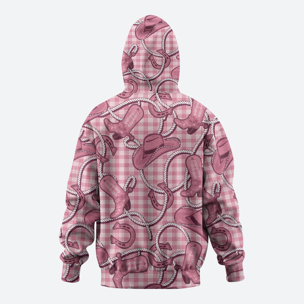 Pink Hawaii Palaka Cowboy Hoodie Hawaiian Paniolo Festival Spirit LT19 - Polynesian Pride
