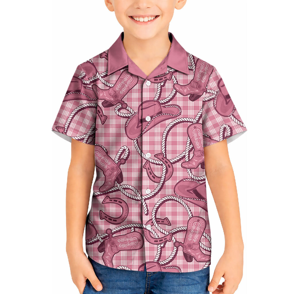 Pink Hawaii Palaka Cowboy Kid Hawaiian Shirt Hawaiian Paniolo Festival Spirit LT19 Kid Pink - Polynesian Pride