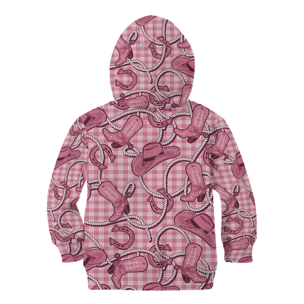 Pink Hawaii Palaka Cowboy Kid Hoodie Hawaiian Paniolo Festival Spirit LT19 - Polynesian Pride