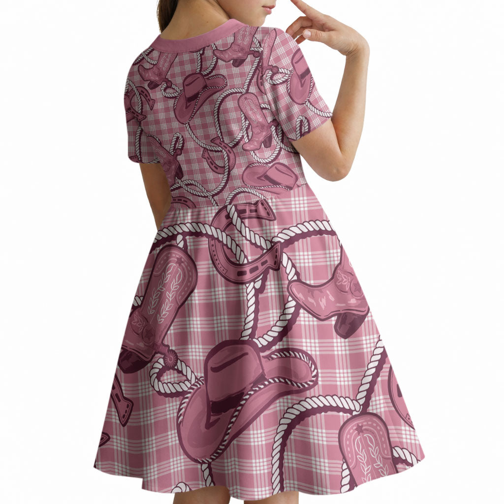Pink Hawaii Palaka Cowboy Kid Short Sleeve Dress Hawaiian Paniolo Festival Spirit LT19 - Polynesian Pride