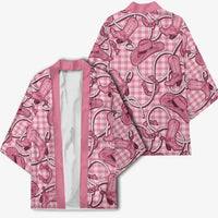 Pink Hawaii Palaka Cowboy Kimono Hawaiian Paniolo Festival Spirit LT19 - Polynesian Pride