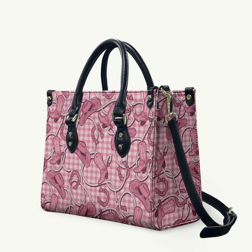 Pink Hawaii Palaka Cowboy Leather Bag Hawaiian Paniolo Festival Spirit LT19 Pink - Polynesian Pride