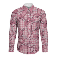 Pink Hawaii Palaka Cowboy Long Sleeve Button Shirt Hawaiian Paniolo Festival Spirit LT19 Unisex Pink - Polynesian Pride