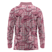 Pink Hawaii Palaka Cowboy Long Sleeve Polo Shirt Hawaiian Paniolo Festival Spirit LT19 - Polynesian Pride