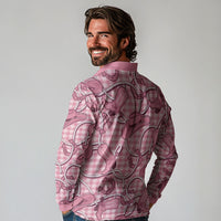 Pink Hawaii Palaka Cowboy Long Sleeve Polo Shirt Hawaiian Paniolo Festival Spirit LT19 - Polynesian Pride