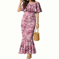 Pink Hawaii Palaka Cowboy Mermaid Dress Hawaiian Paniolo Festival Spirit LT19 Women Pink - Polynesian Pride
