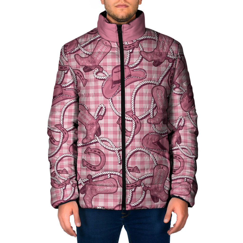 Pink Hawaii Palaka Cowboy Padded Jacket Hawaiian Paniolo Festival Spirit LT19 Men Pink - Polynesian Pride