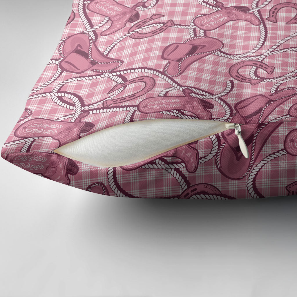 Pink Hawaii Palaka Cowboy Pillow Cover Hawaiian Paniolo Festival Spirit LT19 - Polynesian Pride