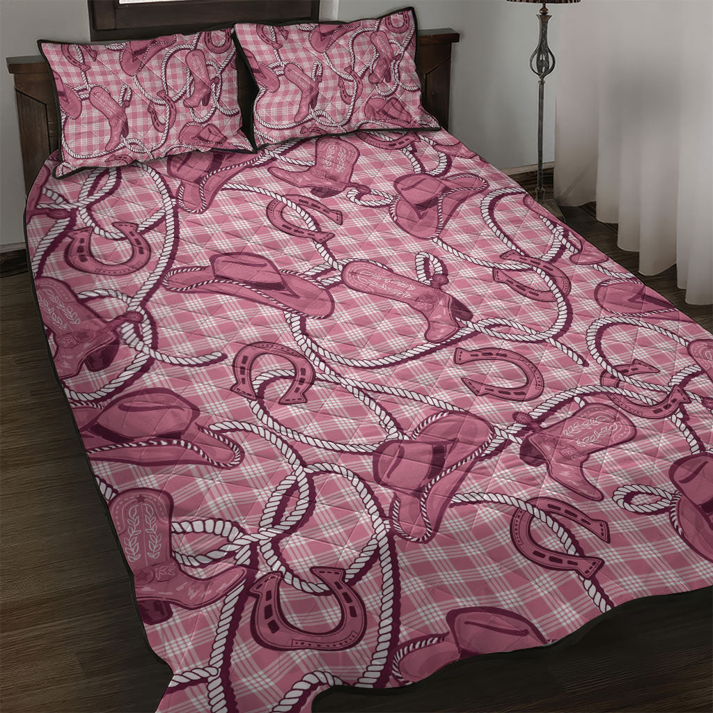 Pink Hawaii Palaka Cowboy Quilt Bed Set Hawaiian Paniolo Festival Spirit LT19 Pink - Polynesian Pride