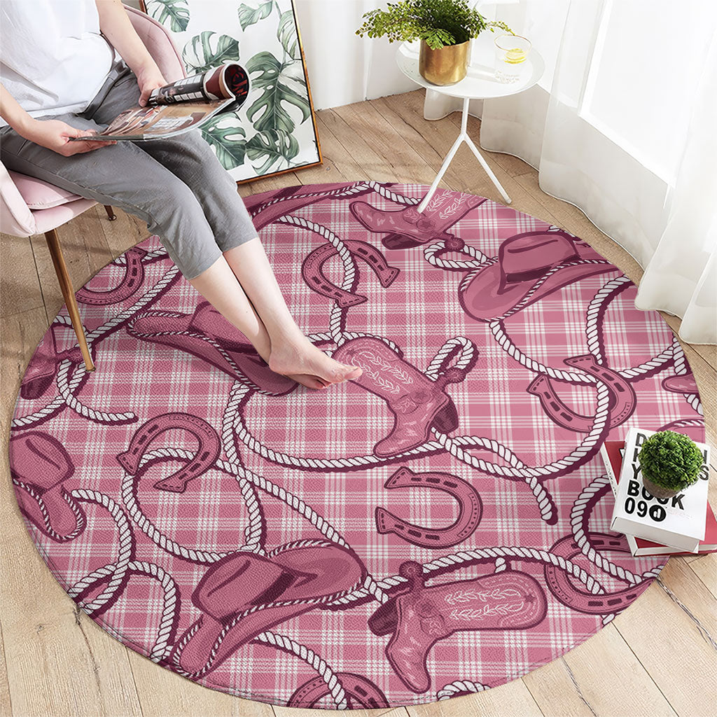Pink Hawaii Palaka Cowboy Round Carpet Hawaiian Paniolo Festival Spirit LT19 - Polynesian Pride
