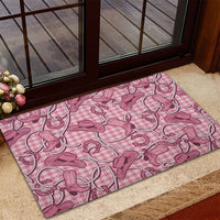 Pink Hawaii Palaka Cowboy Rubber Doormat Hawaiian Paniolo Festival Spirit LT19 - Polynesian Pride