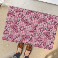 Pink Hawaii Palaka Cowboy Rubber Doormat Hawaiian Paniolo Festival Spirit LT19 - Polynesian Pride
