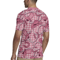 Pink Hawaii Palaka Cowboy Rugby Jersey Hawaiian Paniolo Festival Spirit LT19 - Polynesian Pride