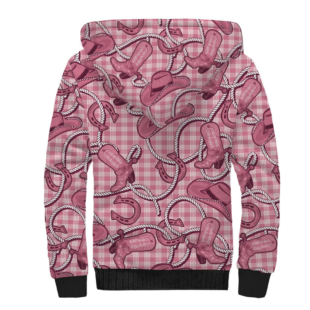 Pink Hawaii Palaka Cowboy Sherpa Hoodie Hawaiian Paniolo Festival Spirit LT19 - Polynesian Pride