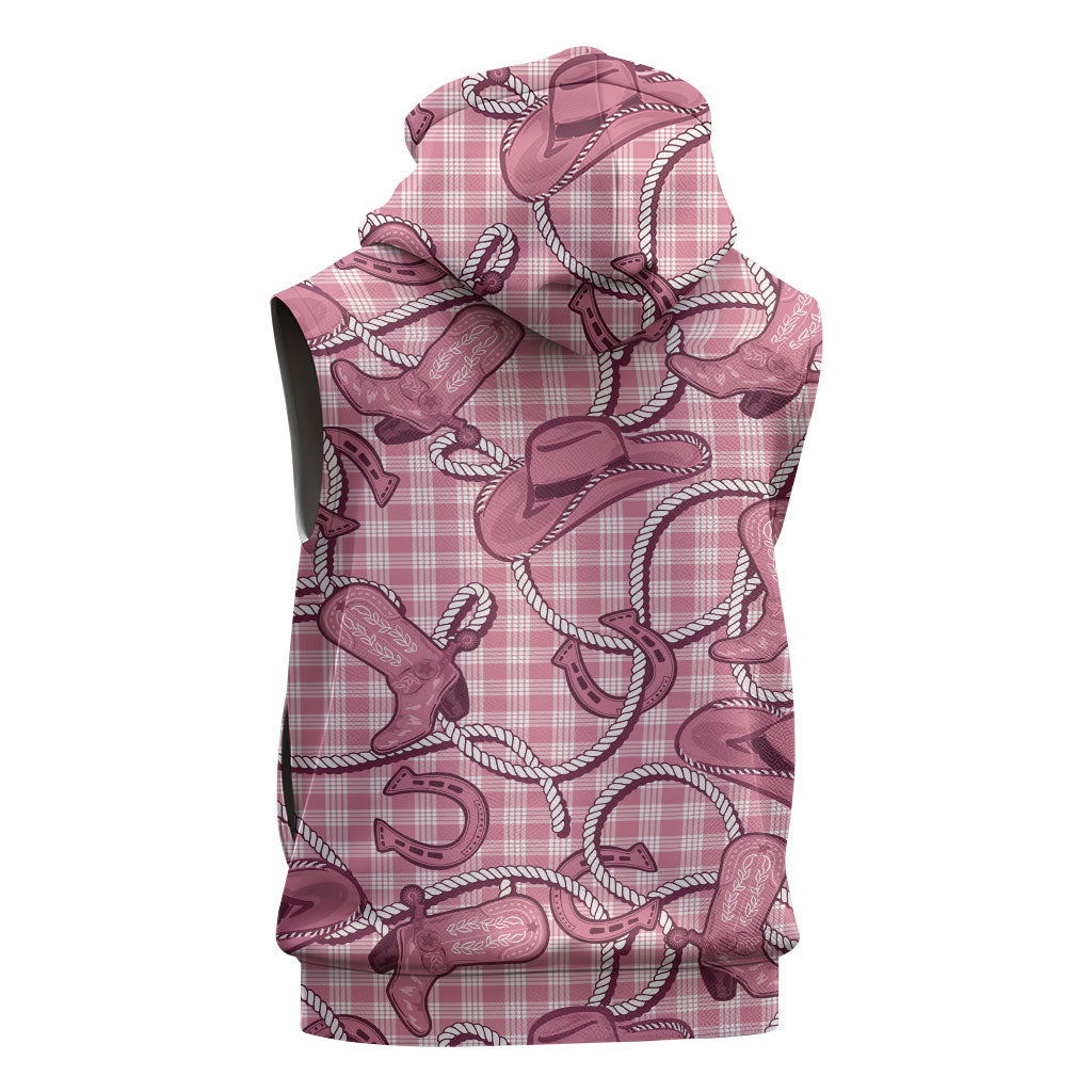 Pink Hawaii Palaka Cowboy Sleeveless Hoodie Hawaiian Paniolo Festival Spirit LT19 - Polynesian Pride