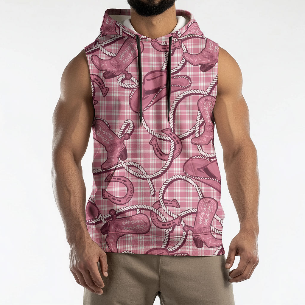 Pink Hawaii Palaka Cowboy Sleeveless Hoodie Hawaiian Paniolo Festival Spirit LT19 - Polynesian Pride