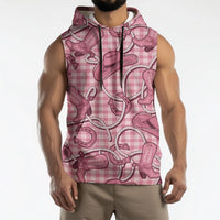 Pink Hawaii Palaka Cowboy Sleeveless Hoodie Hawaiian Paniolo Festival Spirit LT19 - Polynesian Pride