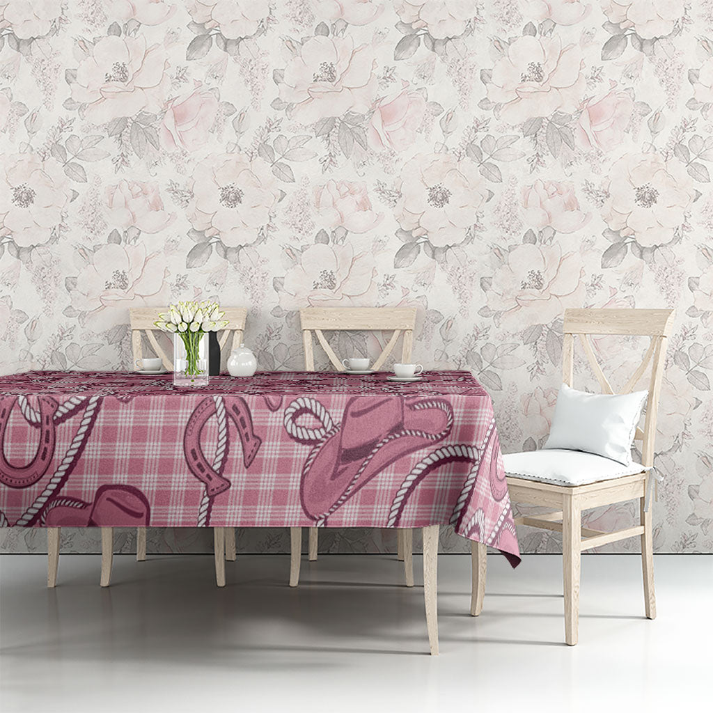 Pink Hawaii Palaka Cowboy Tablecloth Hawaiian Paniolo Festival Spirit LT19 - Polynesian Pride