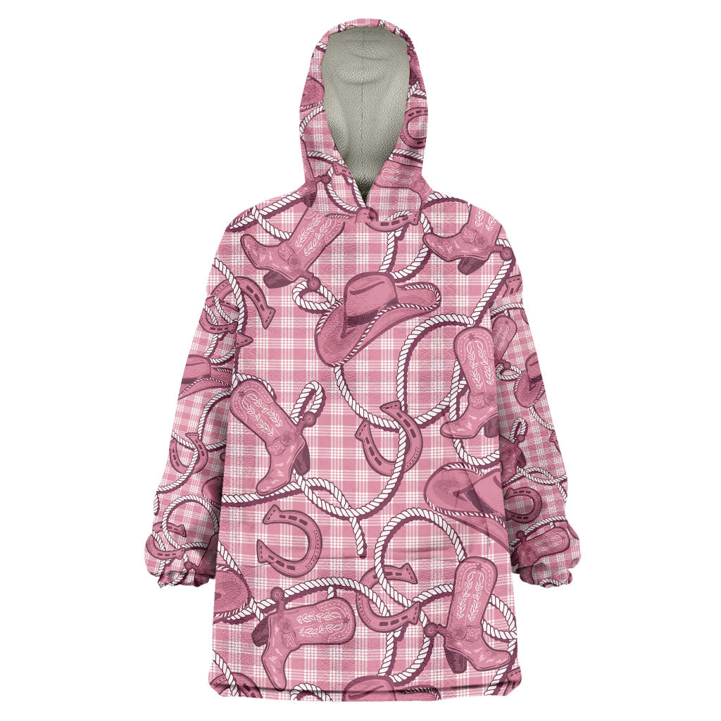 Pink Hawaii Palaka Cowboy Wearable Blanket Hoodie Hawaiian Paniolo Festival Spirit LT19 One Size Pink - Polynesian Pride
