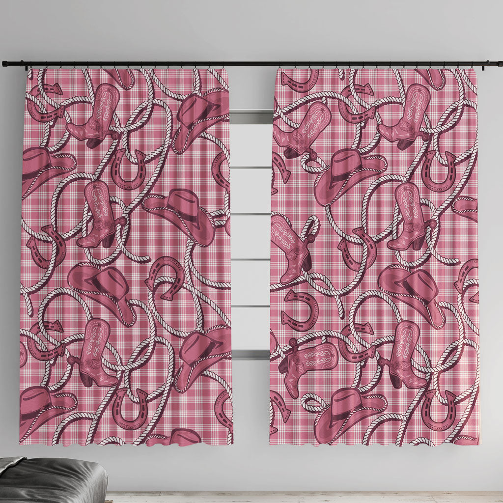Pink Hawaii Palaka Cowboy Window Curtain Hawaiian Paniolo Festival Spirit LT19 With Hooks Pink - Polynesian Pride