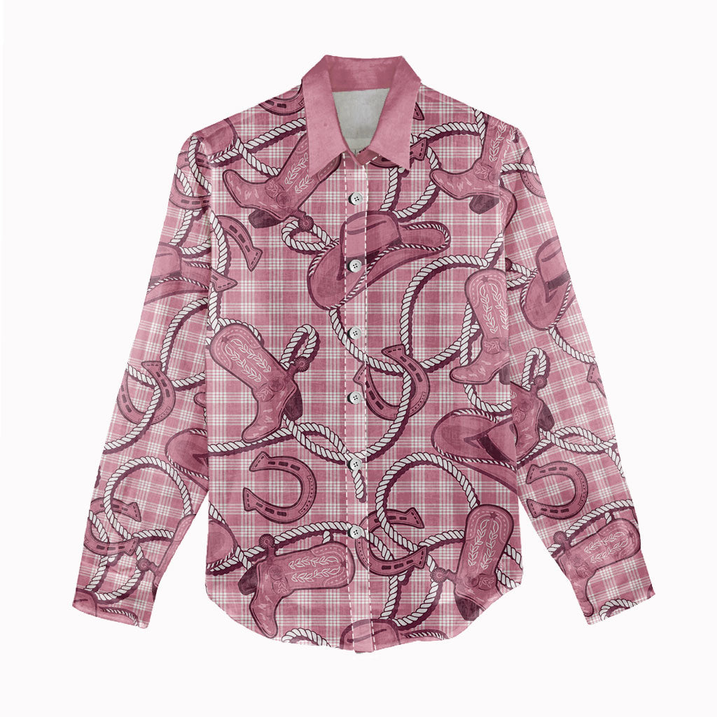 Pink Hawaii Palaka Cowboy Women Casual Shirt Hawaiian Paniolo Festival Spirit LT19 - Polynesian Pride