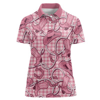 Pink Hawaii Palaka Cowboy Women Polo Shirt Hawaiian Paniolo Festival Spirit LT19 Female Pink - Polynesian Pride