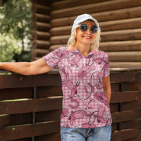 Pink Hawaii Palaka Cowboy Women Polo Shirt Hawaiian Paniolo Festival Spirit LT19 - Polynesian Pride
