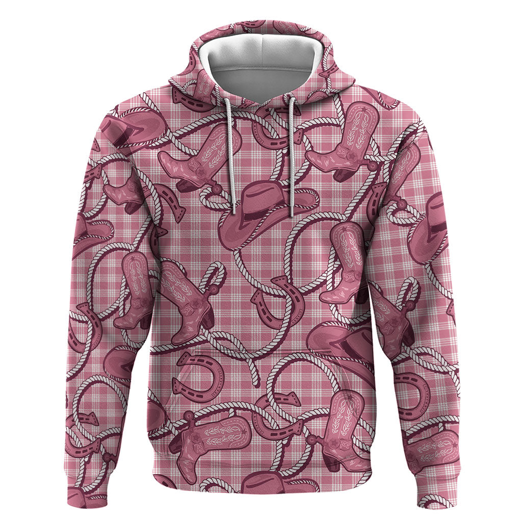 Pink Hawaii Palaka Cowboy Zip Hoodie Hawaiian Paniolo Festival Spirit LT19 Pullover Hoodie Pink - Polynesian Pride