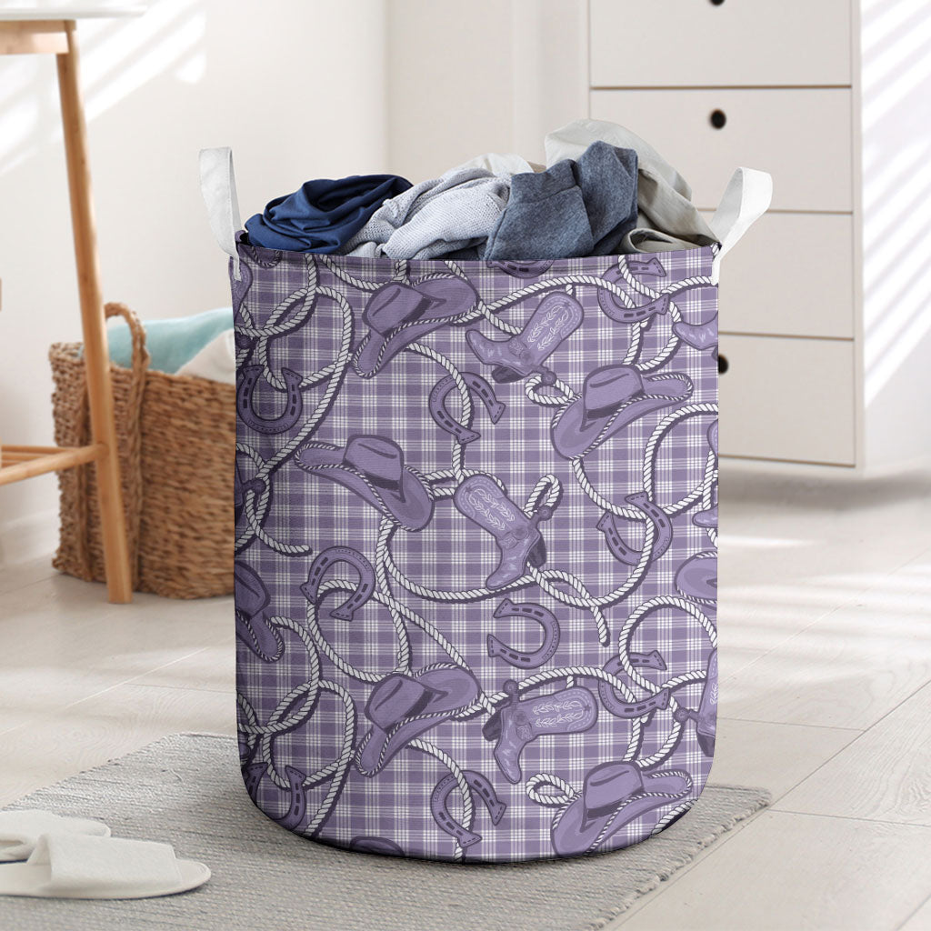 Purple Hawaii Palaka Cowboy Laundry Basket Hawaiian Paniolo Festival Spirit LT19 Purple - Polynesian Pride