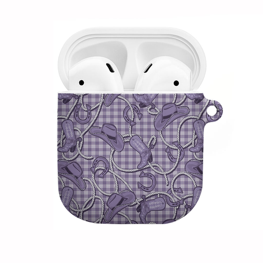 Purple Hawaii Palaka Cowboy AirPods Case Hawaiian Paniolo Festival Spirit LT19 Purple - Polynesian Pride