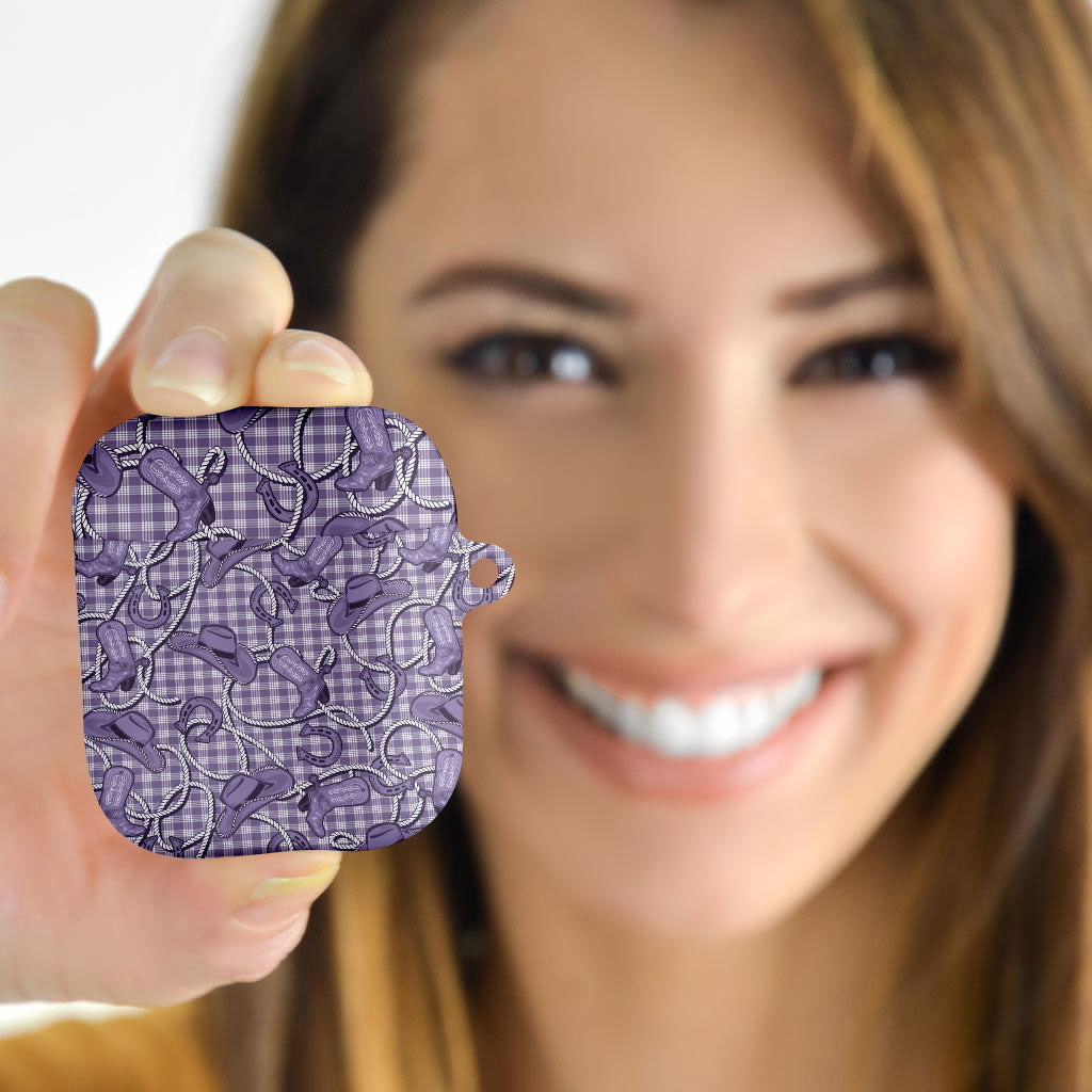 Purple Hawaii Palaka Cowboy AirPods Case Hawaiian Paniolo Festival Spirit LT19 - Polynesian Pride