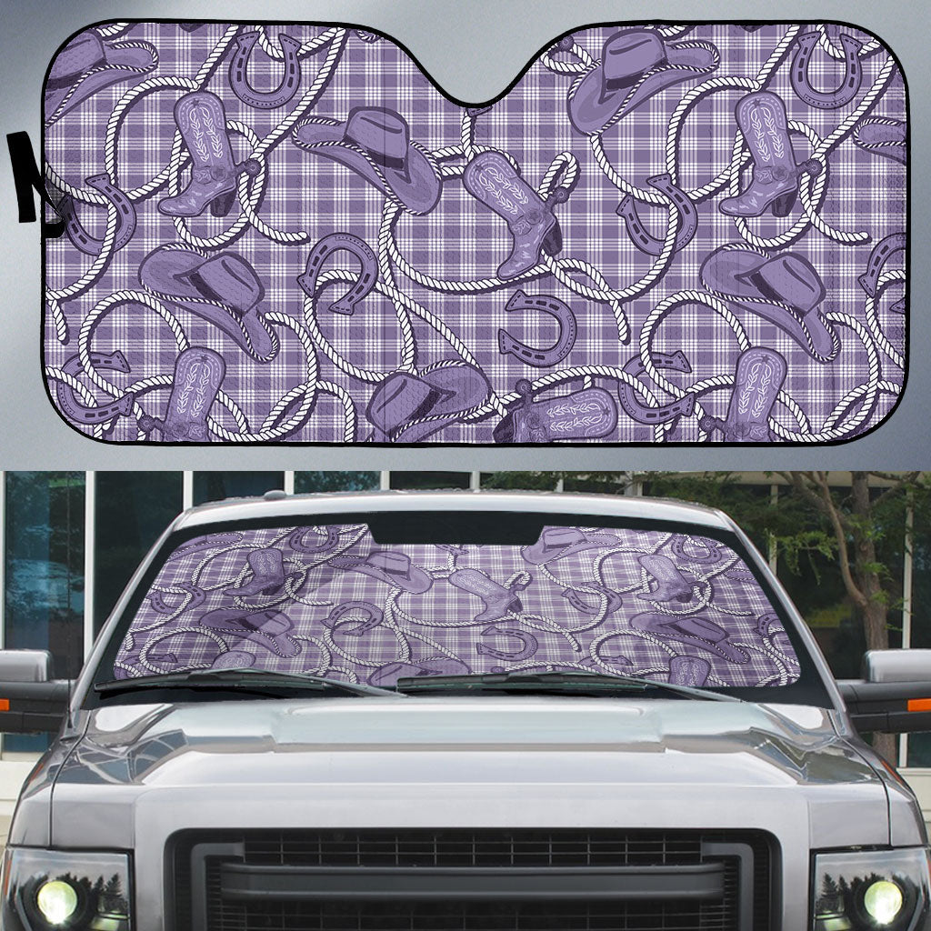 Purple Hawaii Palaka Cowboy Auto Sun Shade Hawaiian Paniolo Festival Spirit LT19 Purple - Polynesian Pride