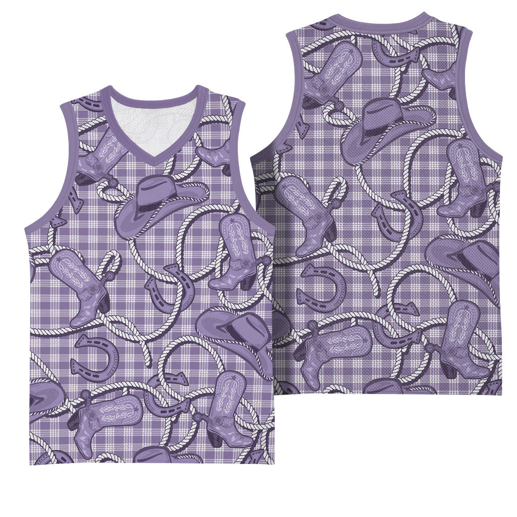 Purple Hawaii Palaka Cowboy Basketball Jersey Hawaiian Paniolo Festival Spirit LT19 - Polynesian Pride