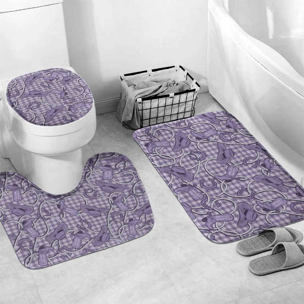 Purple Hawaii Palaka Cowboy Bathroom Set Hawaiian Paniolo Festival Spirit LT19 Mat Set Only (3 pcs) One Size Purple - Polynesian Pride